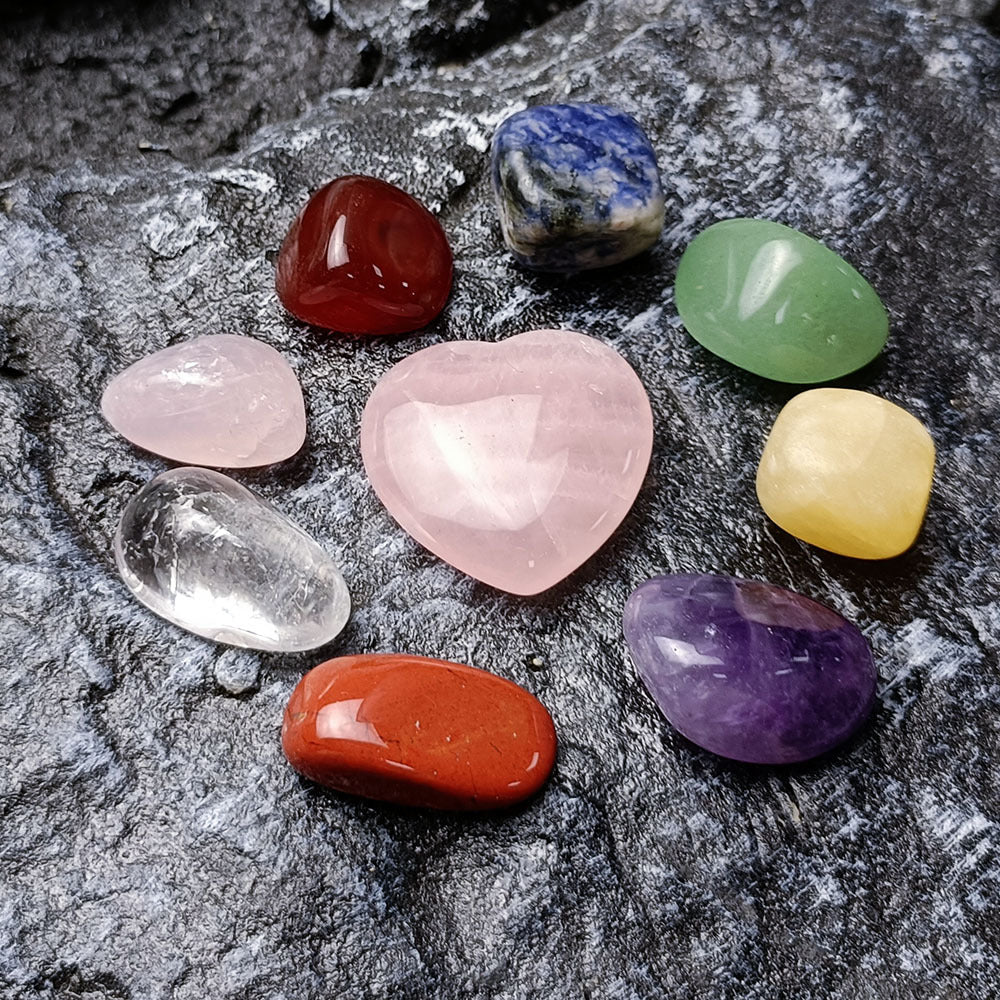7 Chakra Tumbled Stone Box Set with Necklace and Bracelet
